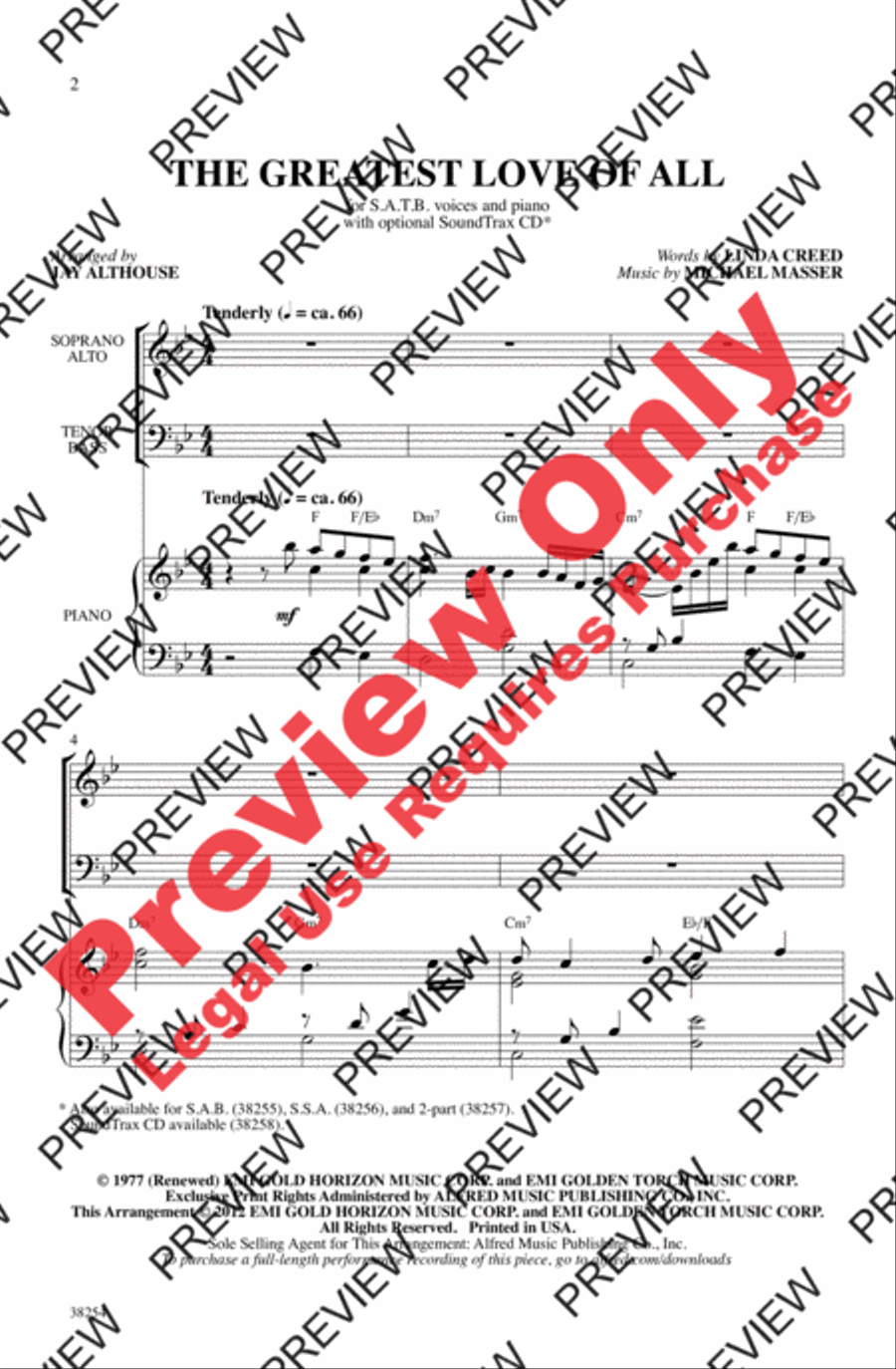 The Greatest Love of All The Greatest Love of All 4-Part scores gallery preview page 2