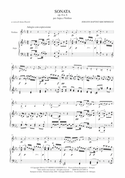 Sonata Op. 8 No. 6 for Harp and Violin