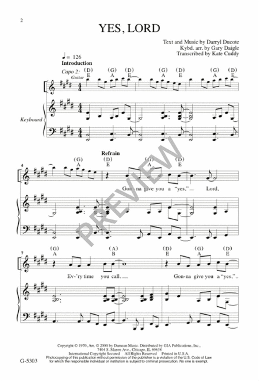Yes, Lord Yes, Lord Unison Choir scores gallery preview page 3