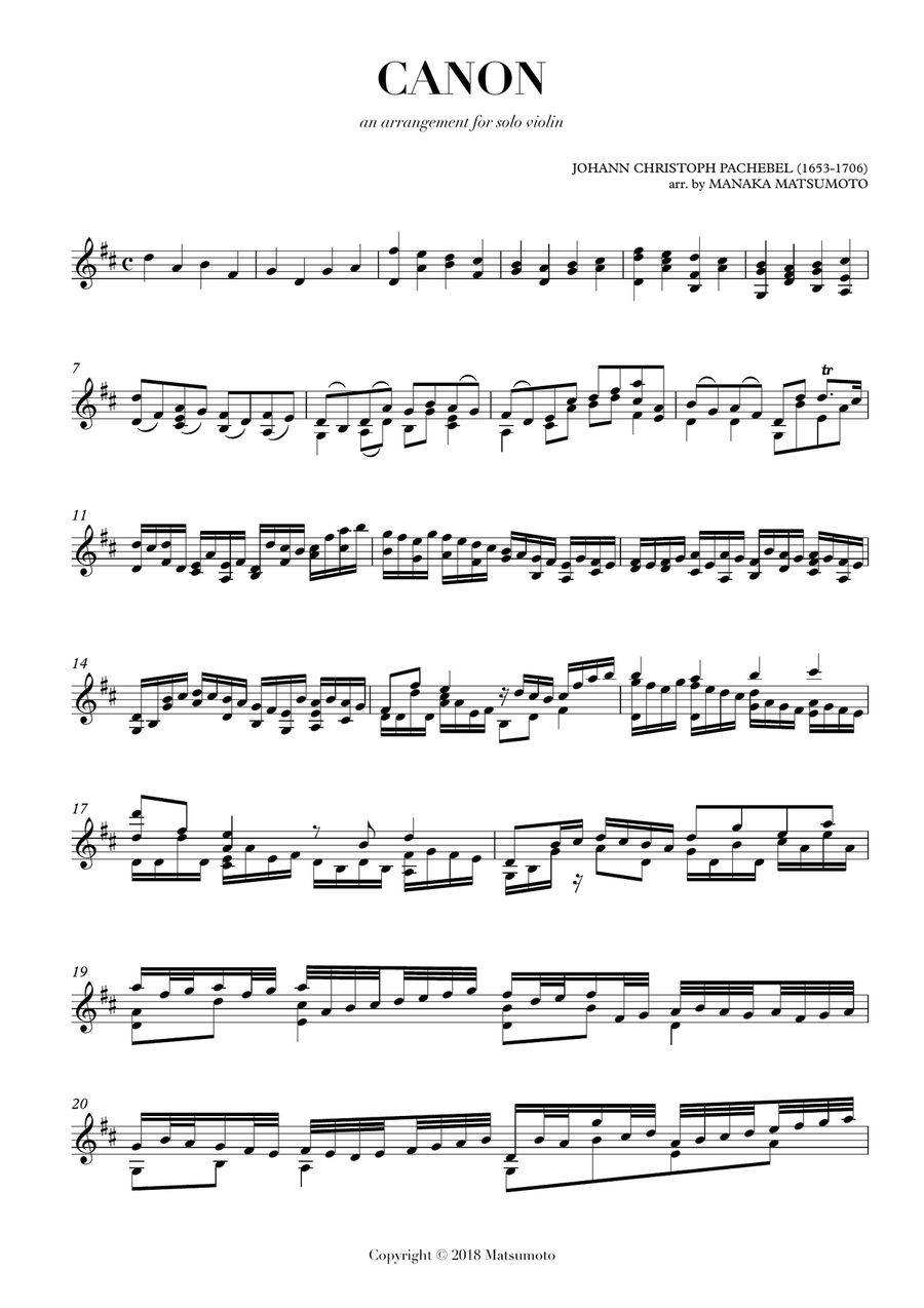 Canon in D for solo violin Chamber Music scores gallery preview page 2
