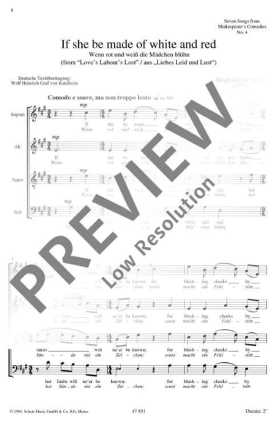 Seven Songs from Shakespeare's Comedies 4-Part scores gallery preview page 7