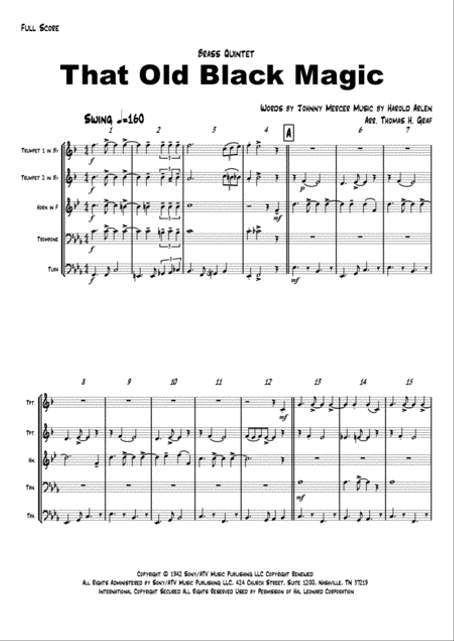 That Old Black Magic Euphonium scores gallery preview page 1