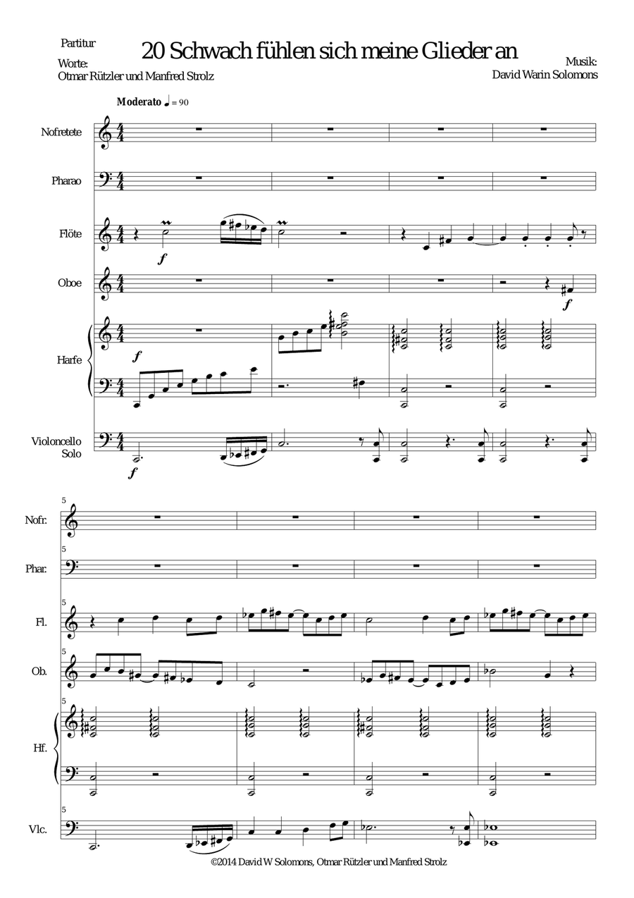 ATON Part 20-Schwach fühlen sich meine Glieder an (2 voices, harp, cello, oboe, flute) Harp scores gallery preview page 1