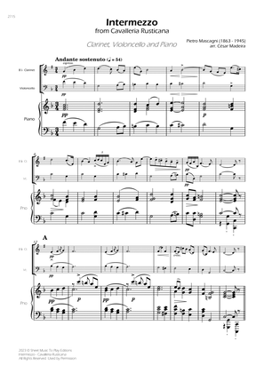 Book cover for Intermezzo from Cavalleria Rusticana - Bb Clarinet, Cello and Piano (Full Score) - Score Only
