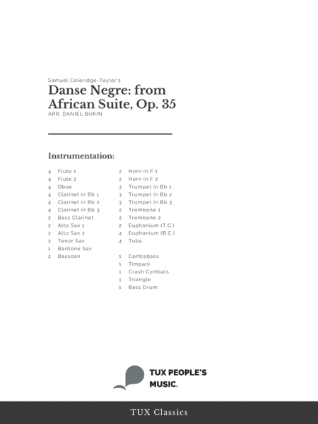 Danse Negre: African Suite, Op.35