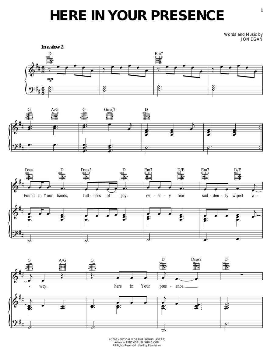 Here In Your Presence Acoustic Guitar scores gallery preview page 1
