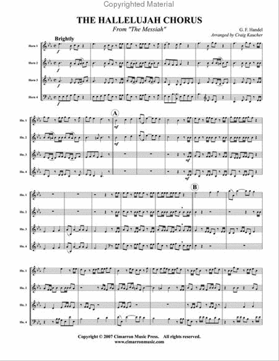 Hallelujah Chorus Horn scores gallery preview page 2