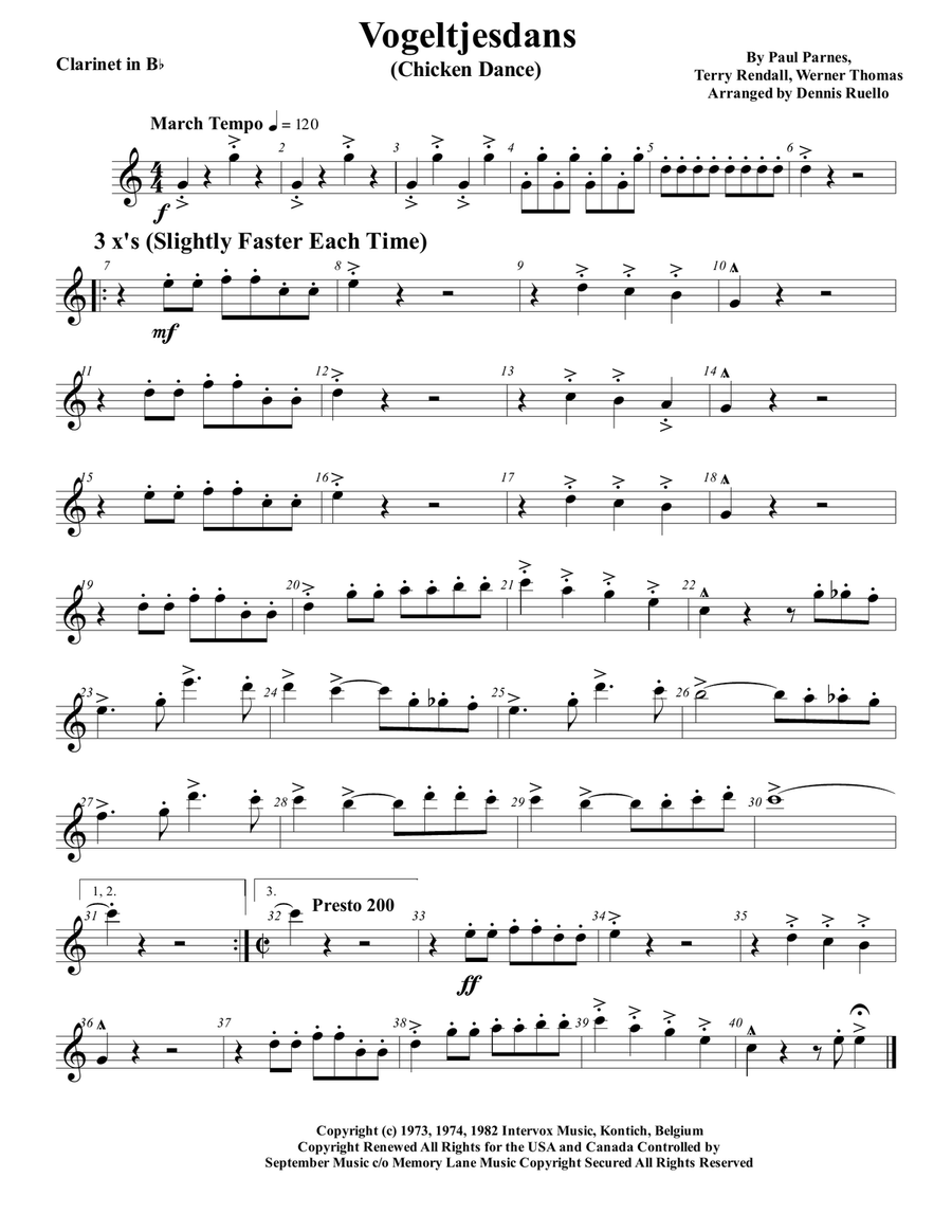 Chicken dance accordion shop sheet music