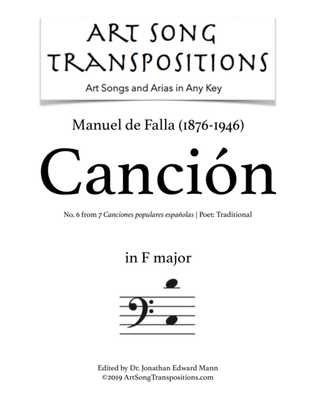 DE FALLA: Canción (transposed to F major, bass clef)
