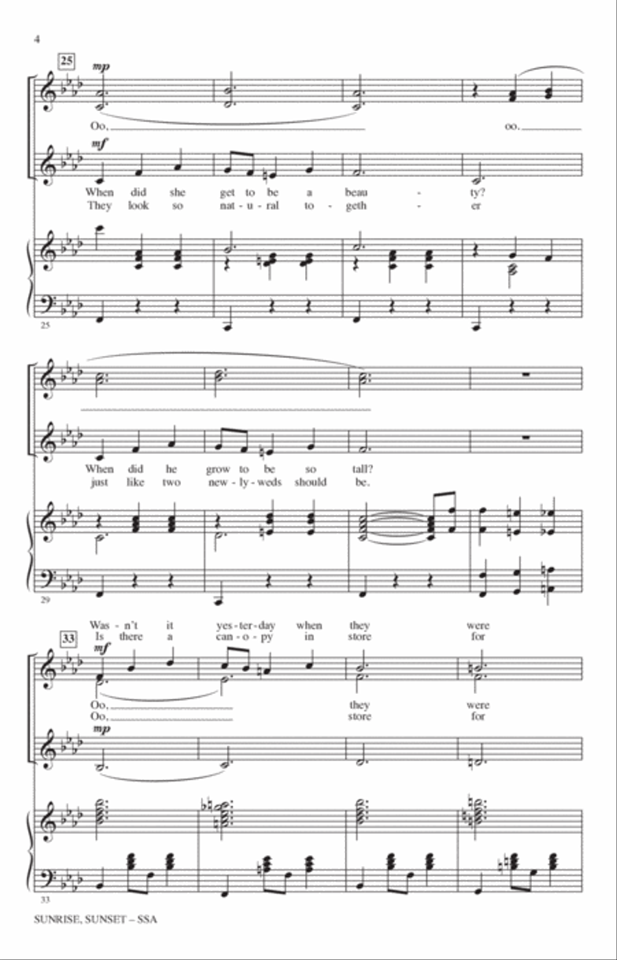 Sunrise, Sunset (from Fiddler On The Roof) (arr. John Leavitt) SSA scores gallery preview page 3