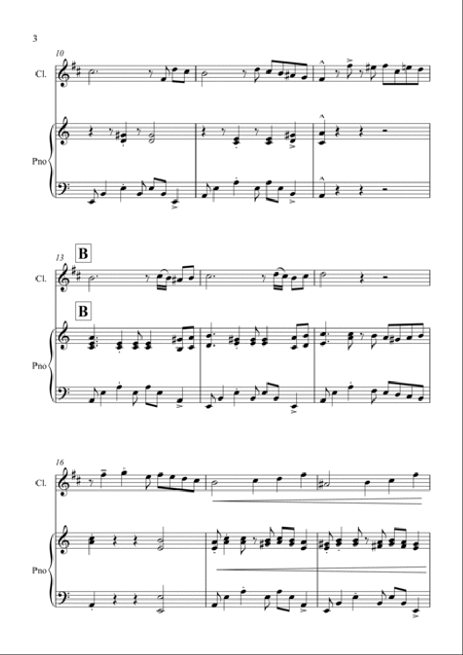 Fur Elise - a Jazz Arrangement for Clarinet and Piano Clarinet Solo scores gallery preview page 4