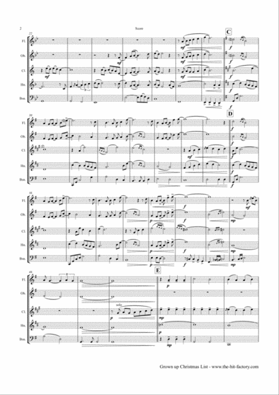 Grown-Up Christmas List Woodwind Quintet scores gallery preview page 2