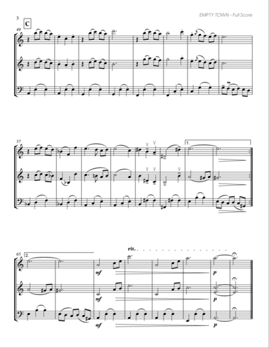 Empty Town (from DELTARUNE) (Trio for Two Violins and Cello) String Trio scores gallery preview page 4