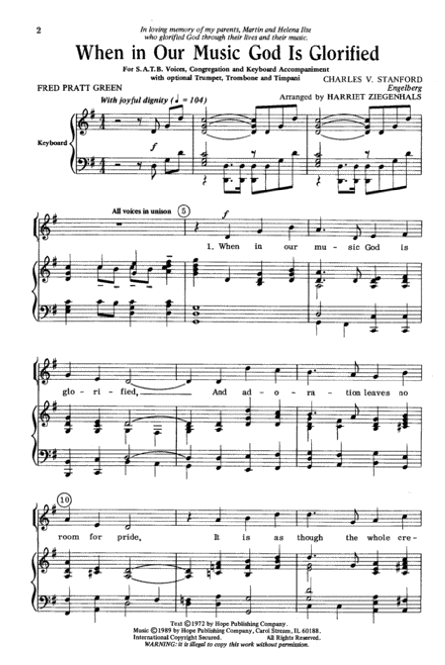 When in Our Music God Is Glorified 4-Part scores gallery preview page 2