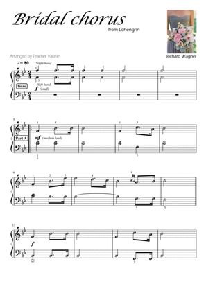 Bridal Chorus (Wagner) Piano Solo Grade 1 - 2 with note names & guided finger numbers