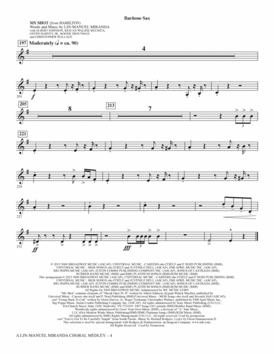 A Lin-Manuel Miranda Choral Medley (arr. Mark Brymer) - Baritone Sax
