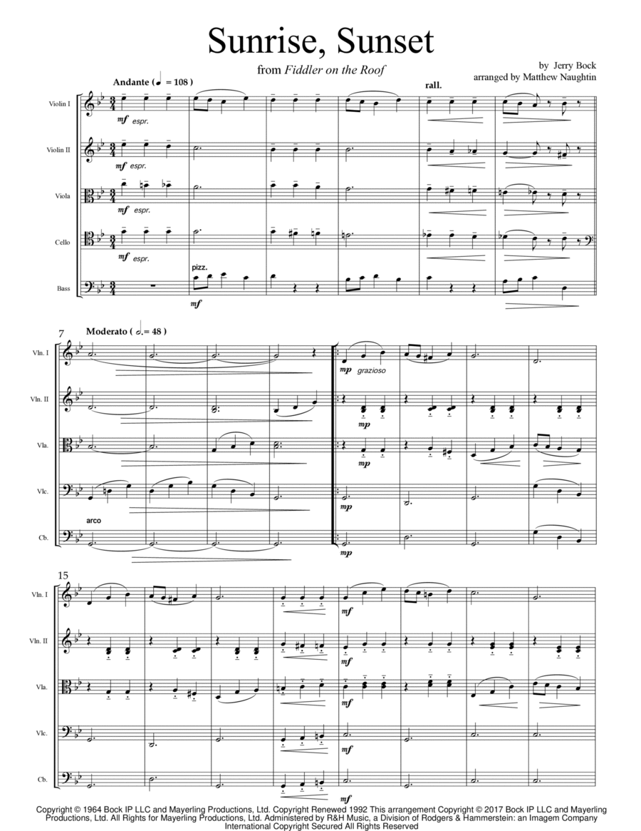 Sunrise, Sunset String Orchestra scores gallery preview page 1