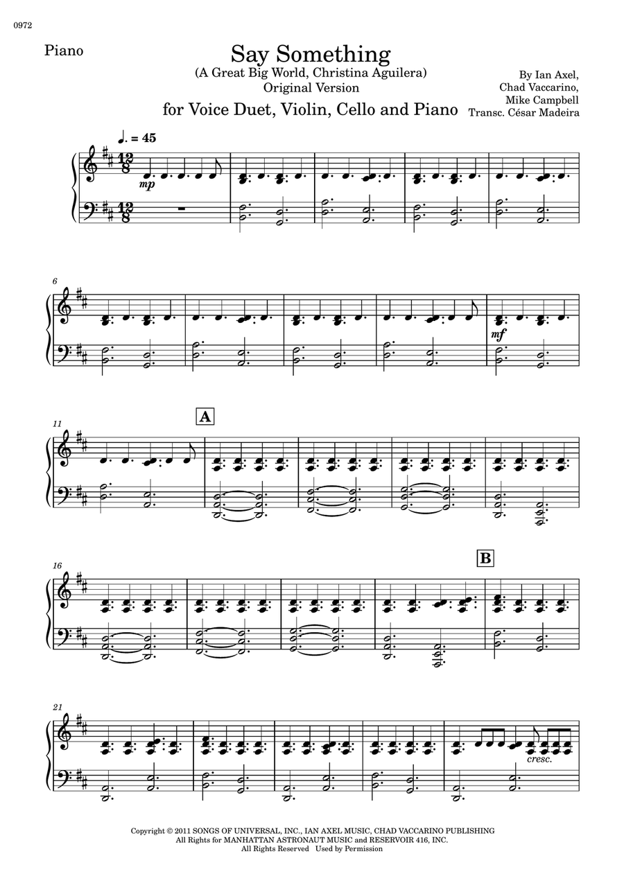 Say Something Say Something Piano Trio scores gallery preview page 2