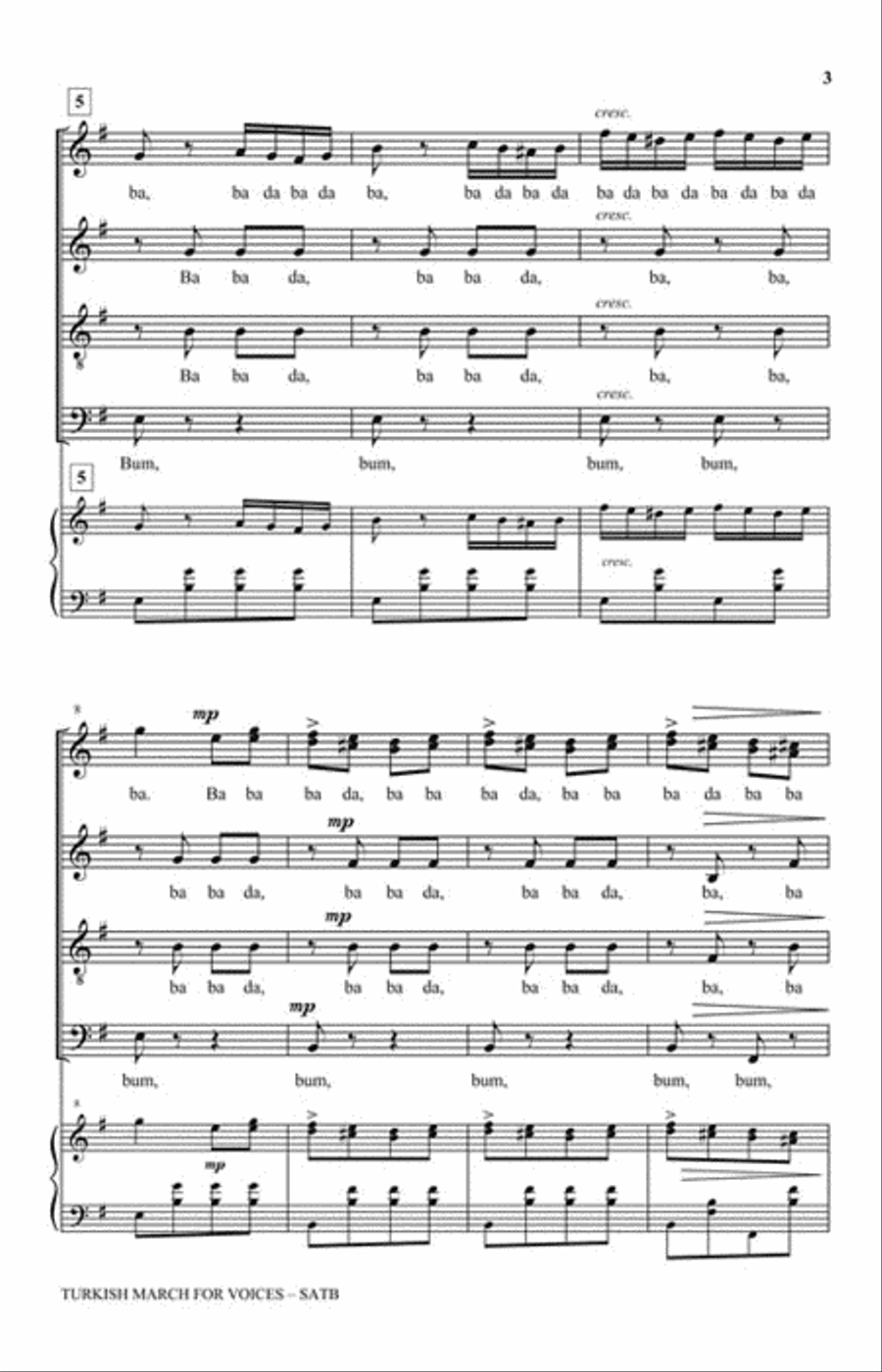 Turkish March for Voices Turkish March for Voices 4-Part scores gallery preview page 3