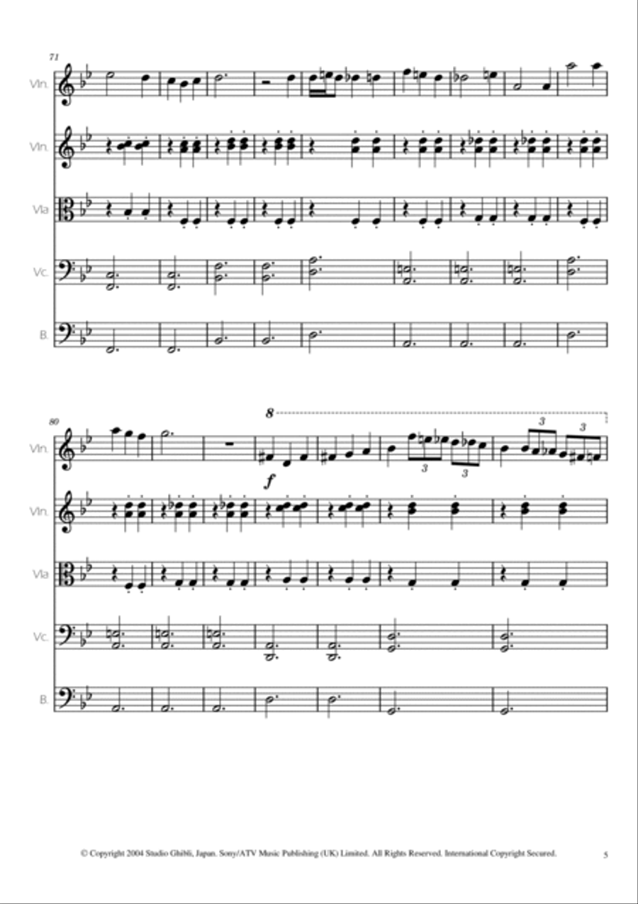 Merry-go-round Of Life String Quintet scores gallery preview page 5