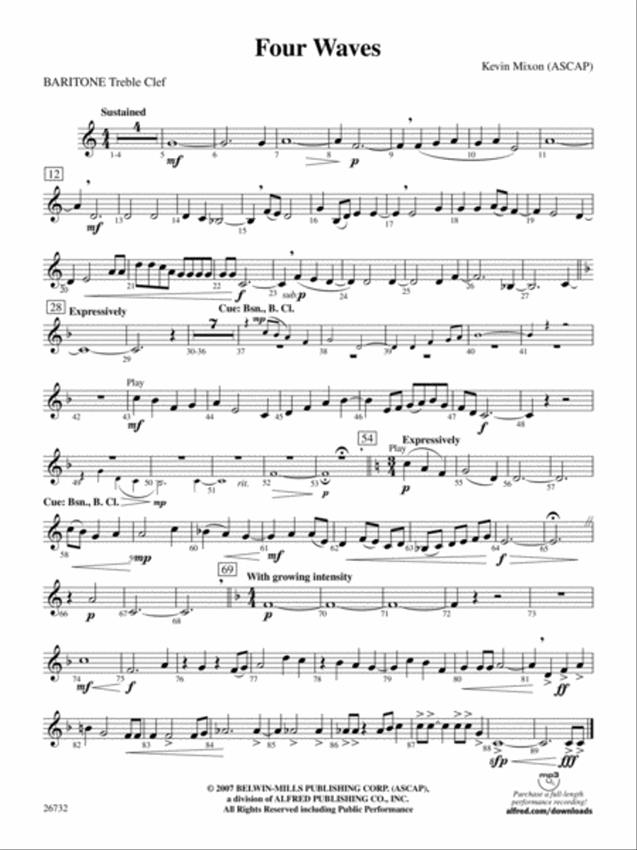 Four Waves: Baritone T.C. Concert Band scores gallery preview page 1