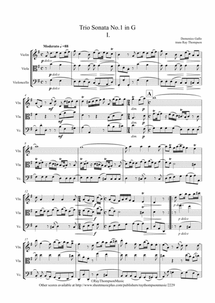 Gallo: Trio Sonata No.1 in G Mvt.I (Pulcinella Suite Mvt.1 Sinfonia) - string trio image number null