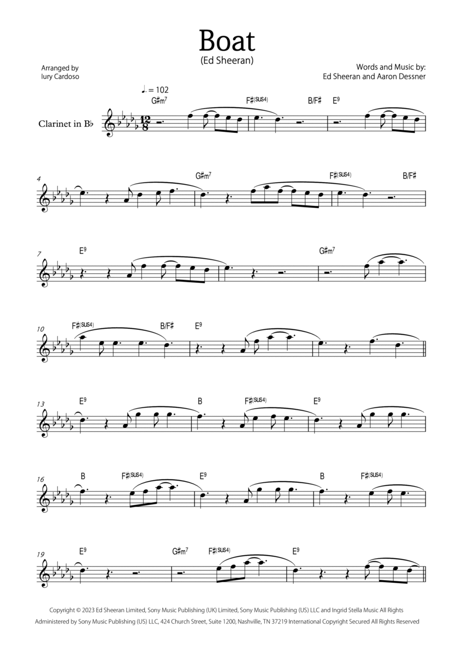 Boat B-Flat Clarinet scores gallery preview page 1