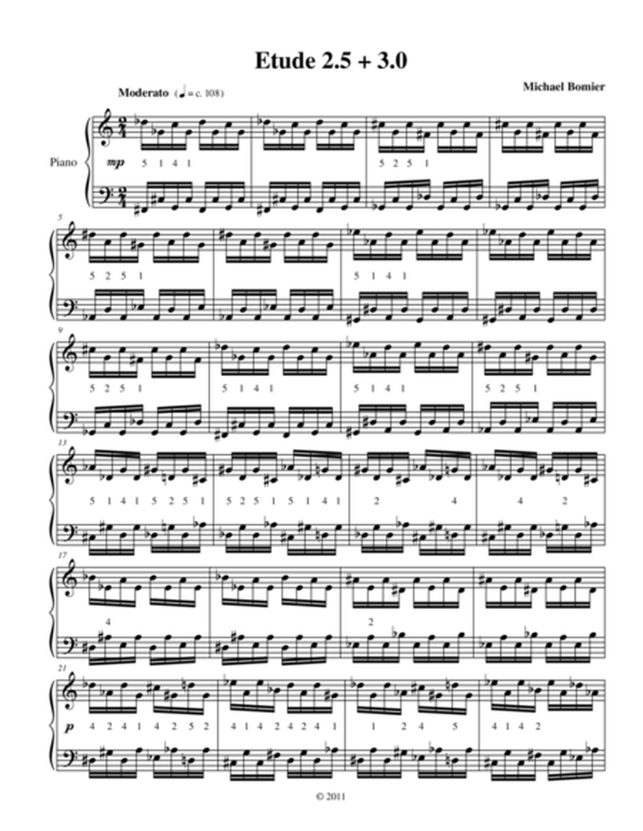 Etude 2.5 + 3.0 for Piano Solo from 25 Etudes using Symmetry, Mirroring and Intervals image number null