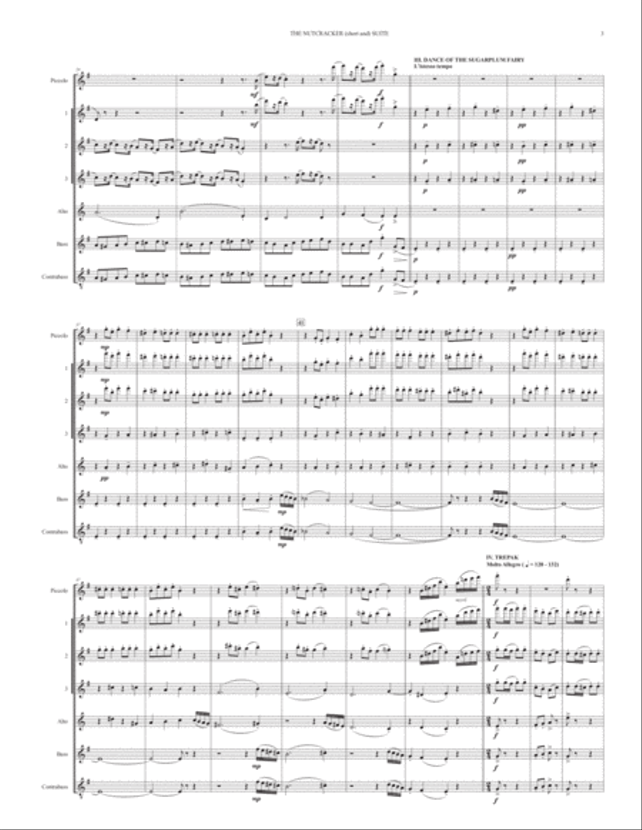 THE NUTCRACKER (short and) SUITE (for Flute Choir) Flute Choir scores gallery preview page 3