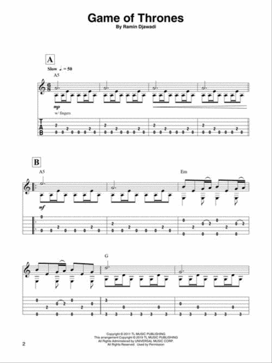 Game of Thrones Guitar Tablature scores gallery preview page 4