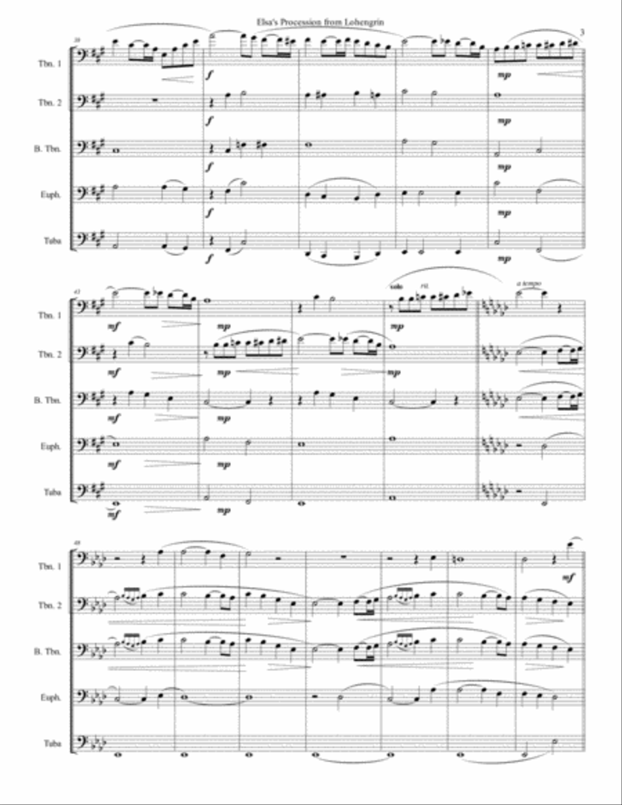 Elsa's Procession from Lohengrin- Low Brass Choir Brass Ensemble scores gallery preview page 4