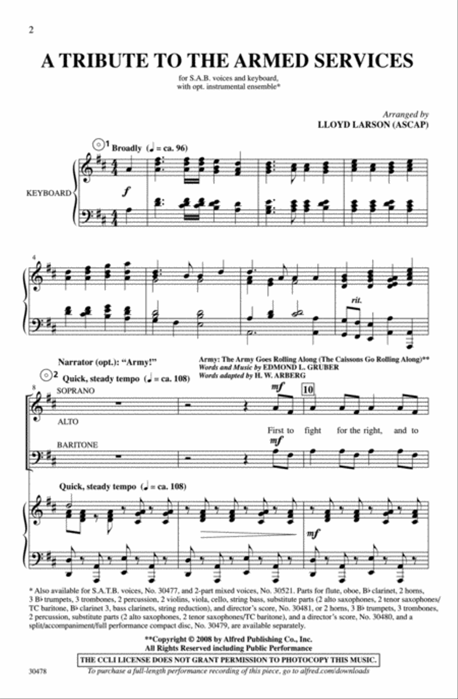 A Tribute to the Armed Services (A Medley) 3-Part scores gallery preview page 2