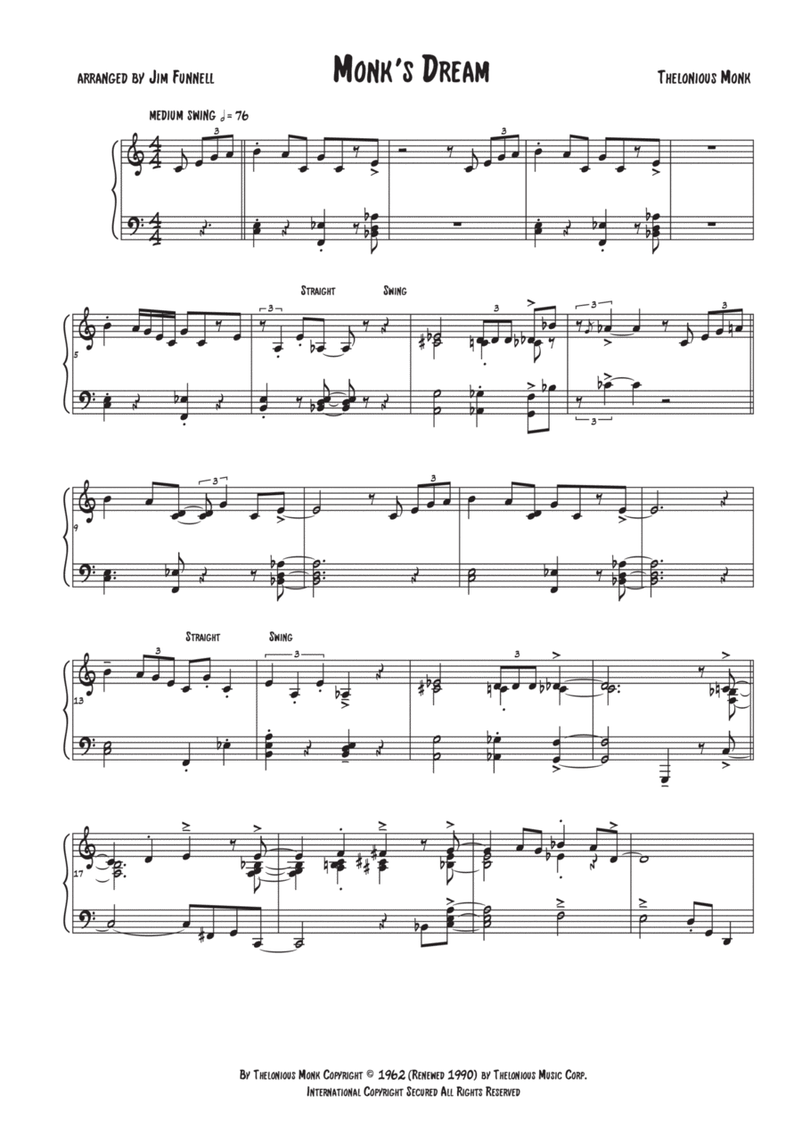 Monk's Dream Piano Method scores gallery preview page 1