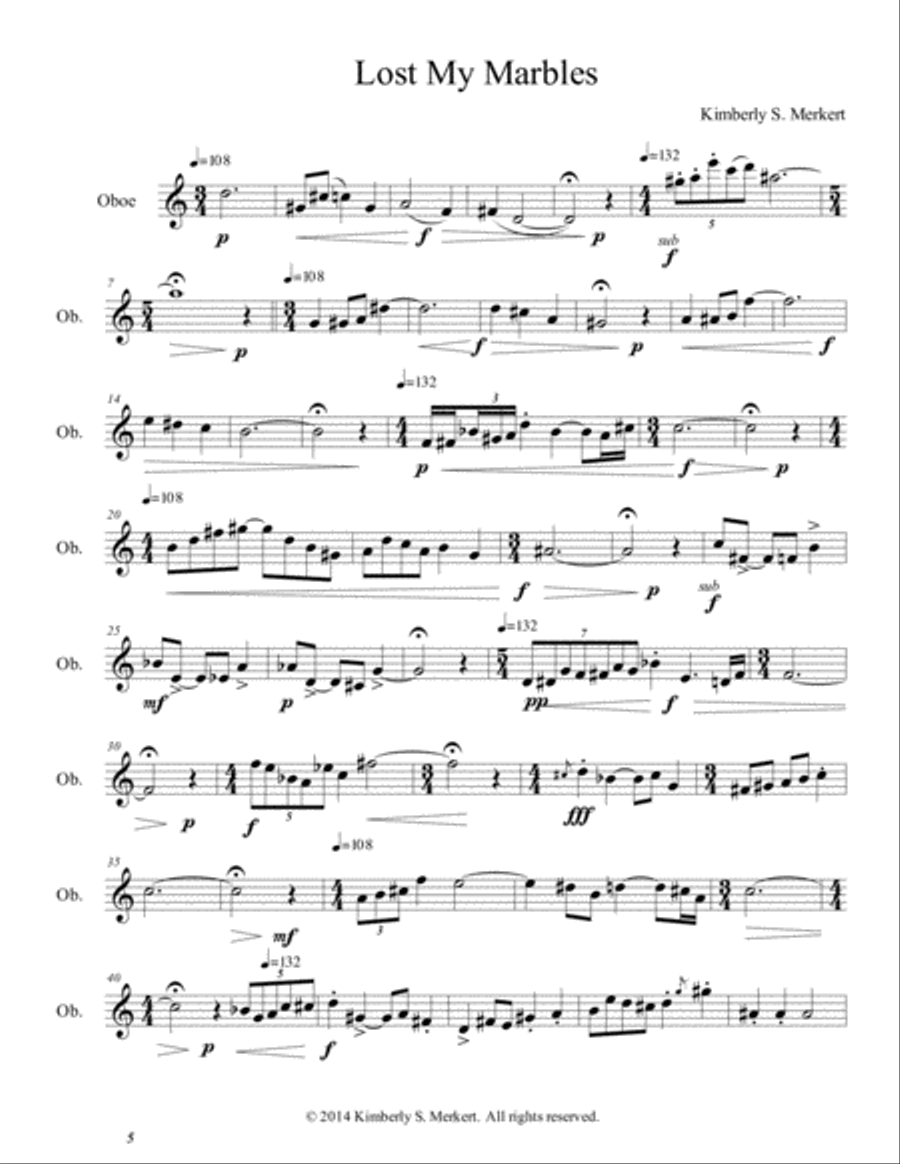 Lost My Marbles Oboe Solo scores gallery preview page 1