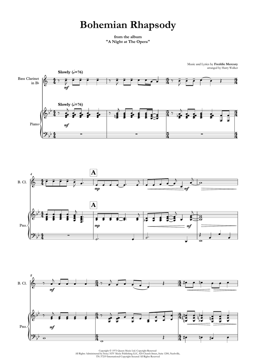 Bohemian Rhapsody Bass Clarinet scores gallery preview page 4