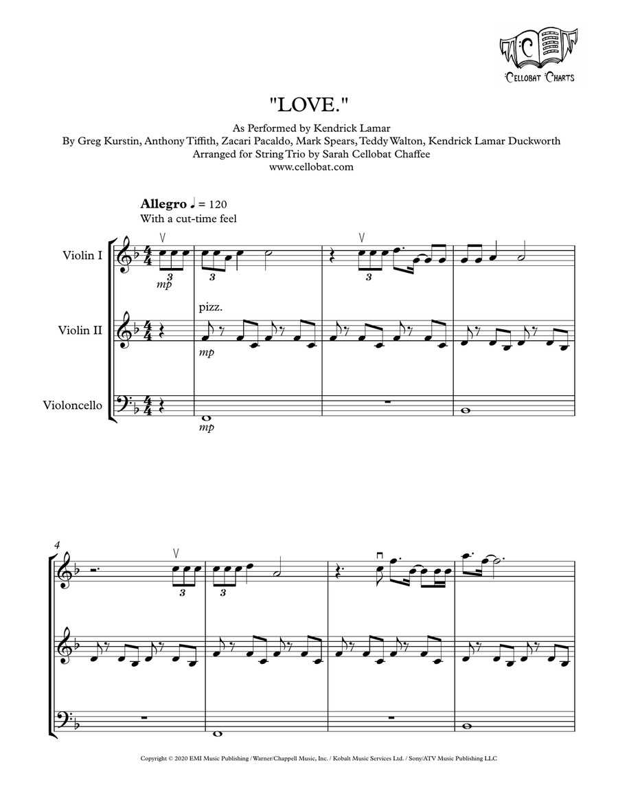 Love. String Trio scores gallery preview page 1
