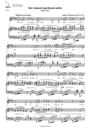 Book cover for Soi vienosti murheeni soitto, Op. 36 No. 3 (Original key. G-sharp minor)