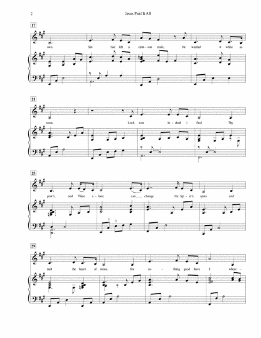Jesus Paid It All, for Voice and Piano (feat. Stephanie Immordino) Voice Solo scores gallery preview page 3