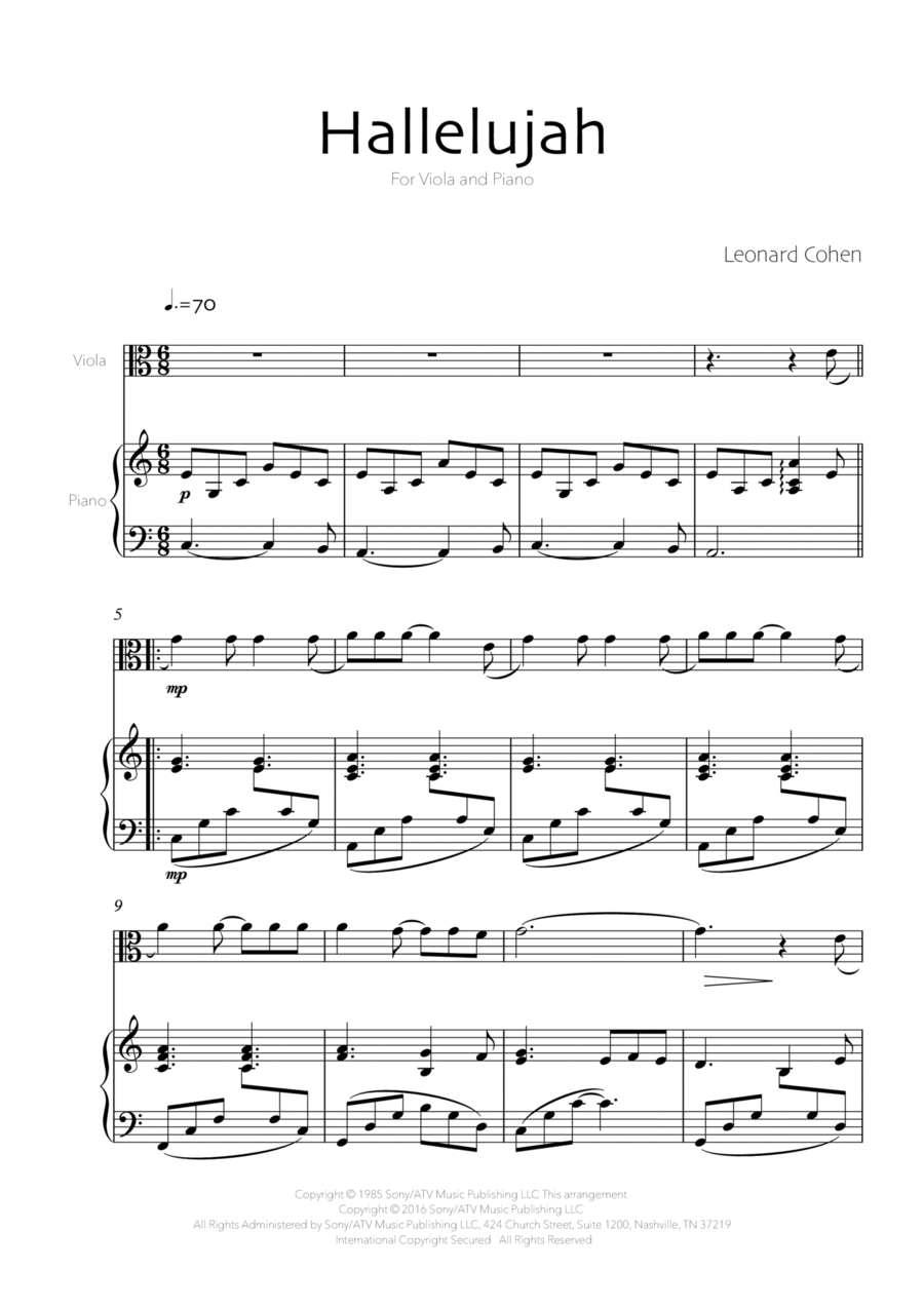 Hallelujah Viola scores gallery preview page 1