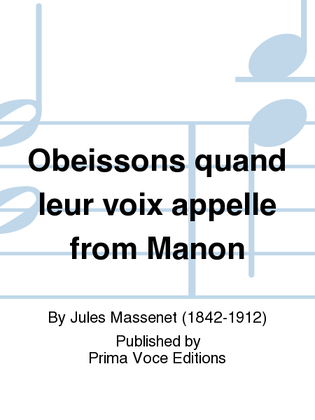 Book cover for Obeissons quand leur voix appelle from Manon