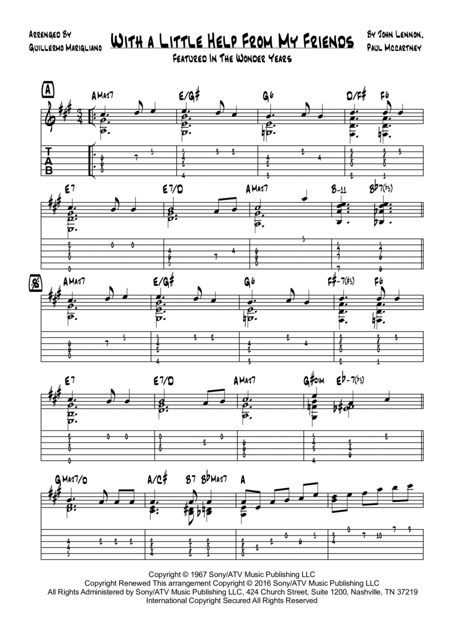 With A Little Help From My Friends Electric Guitar scores gallery preview page 1