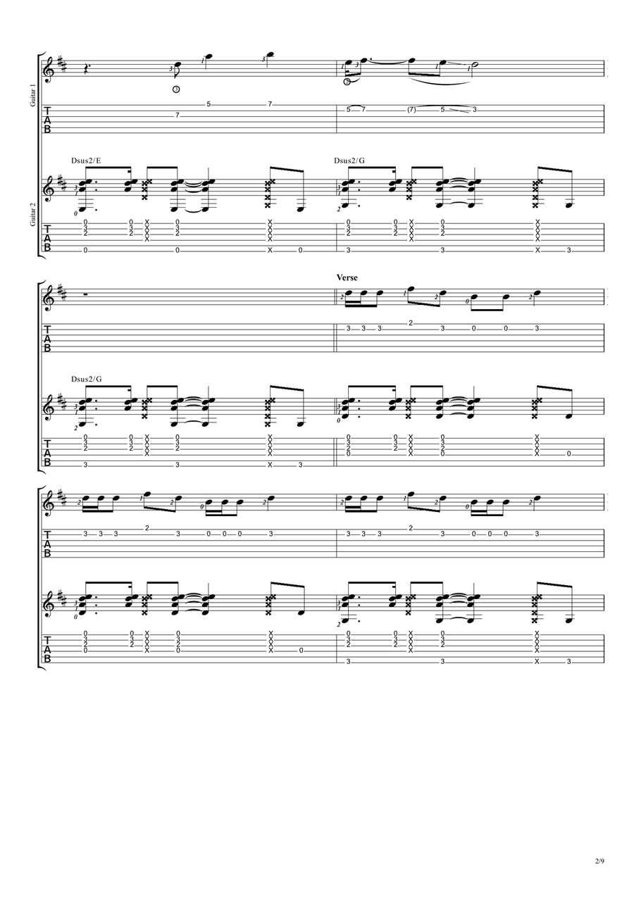 Sunflower Acoustic Guitar scores gallery preview page 2