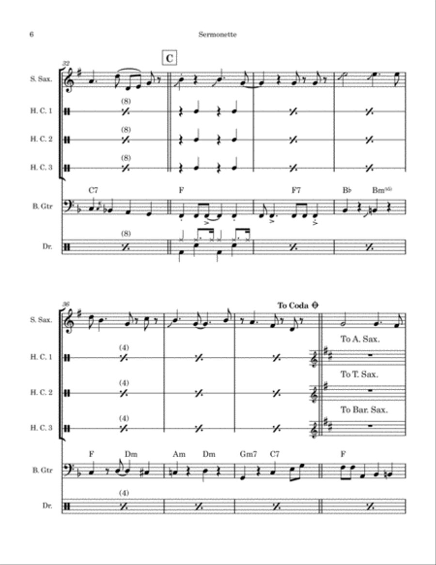 Sermonette Saxophone Quartet scores gallery preview page 6