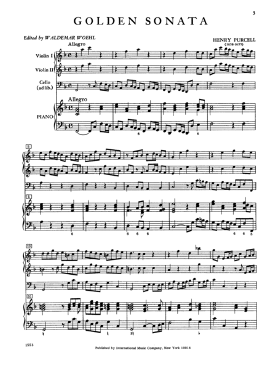 Golden Sonata In F Major (With Cello Ad Lib.) Cello scores gallery preview page 2