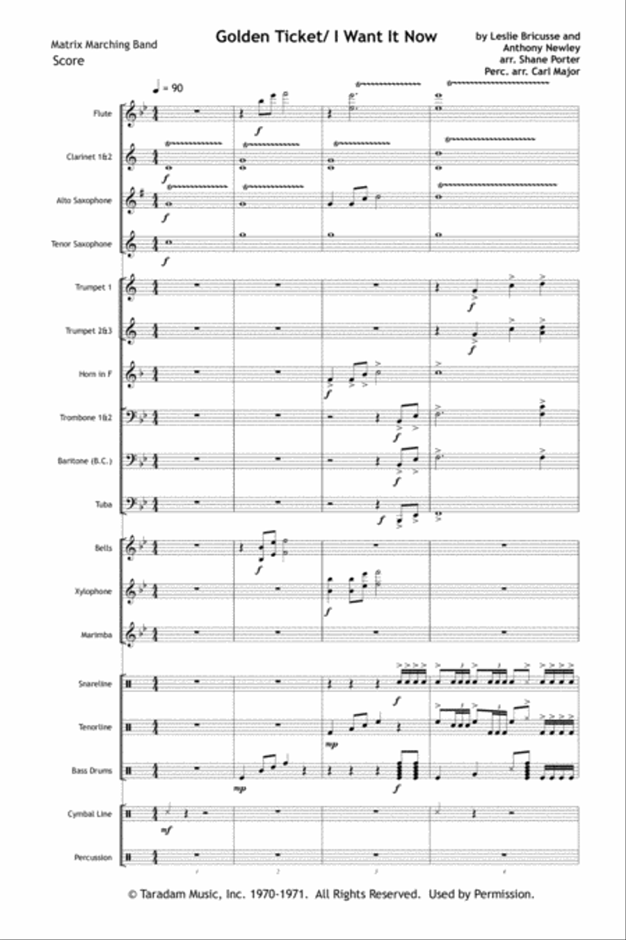 Golden Ticket/I Want It Now Marching Band scores gallery preview page 2