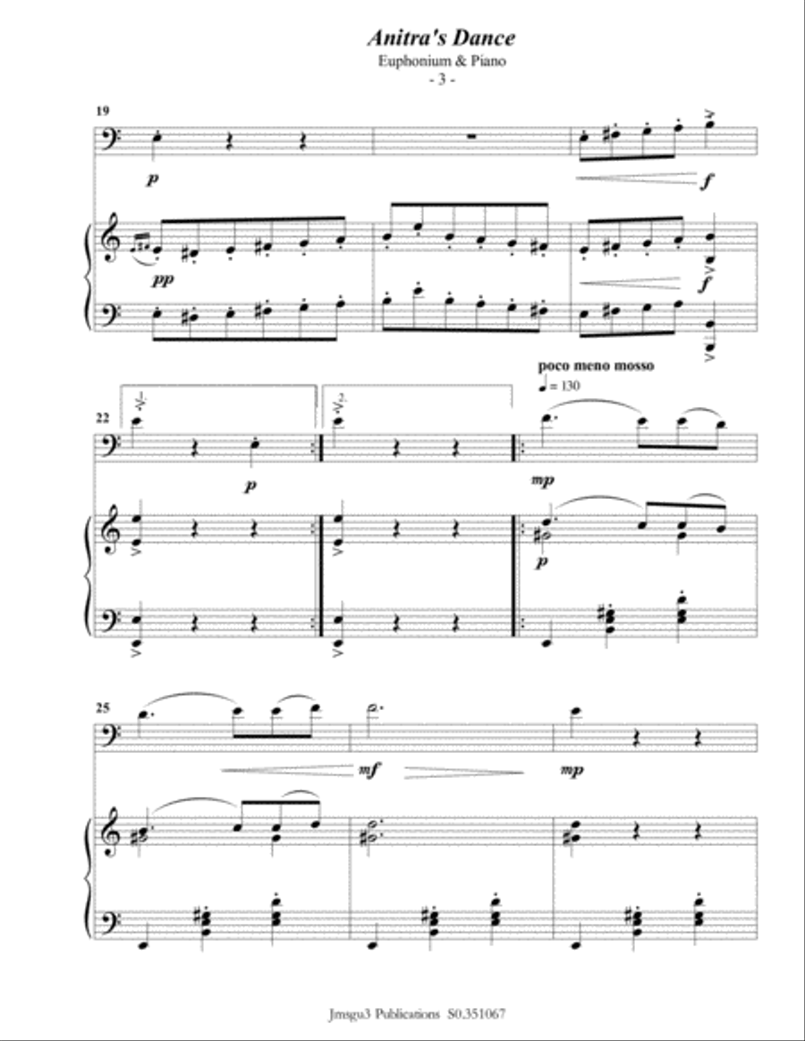Grieg: Anitra's Dance from Peer Gynt Suite for Euphonium & Piano Euphonium scores gallery preview page 4