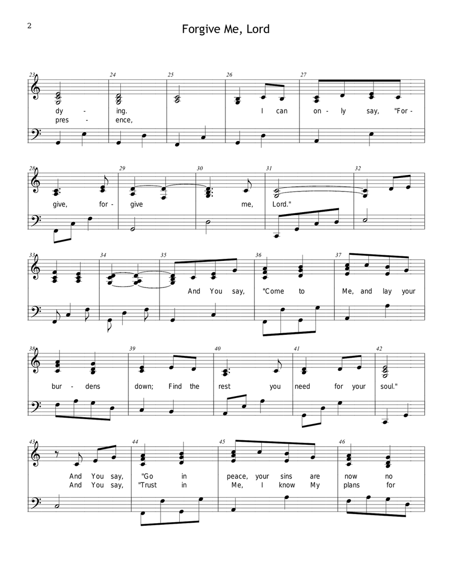 Forgive Me, Lord Piano, Vocal scores gallery preview page 2