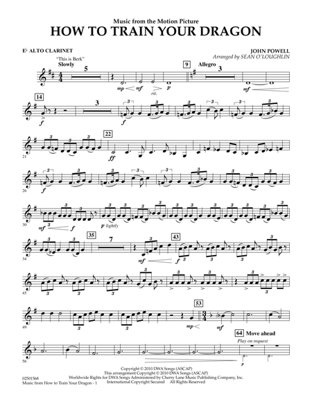Music from How To Train Your Dragon - Eb Alto Clarinet