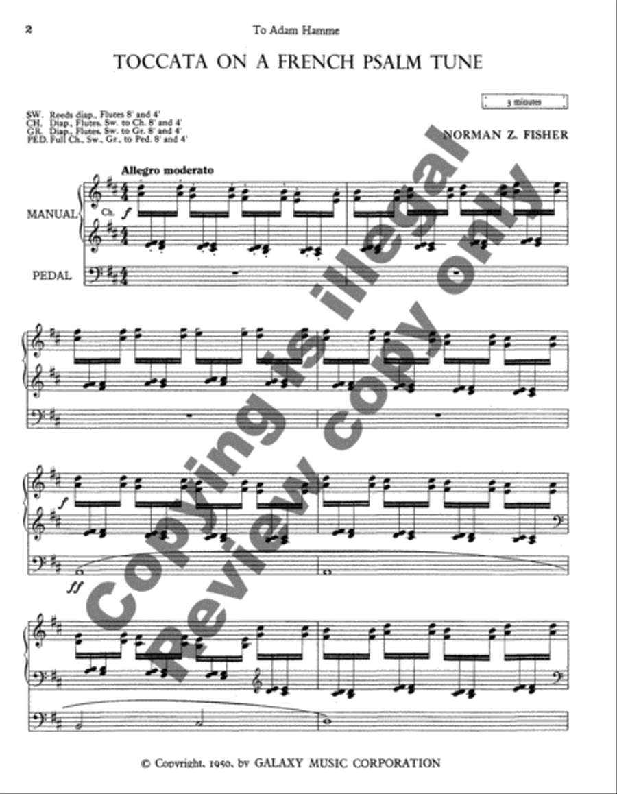 Toccata on A French Psalm Tune Organ scores gallery preview page 4