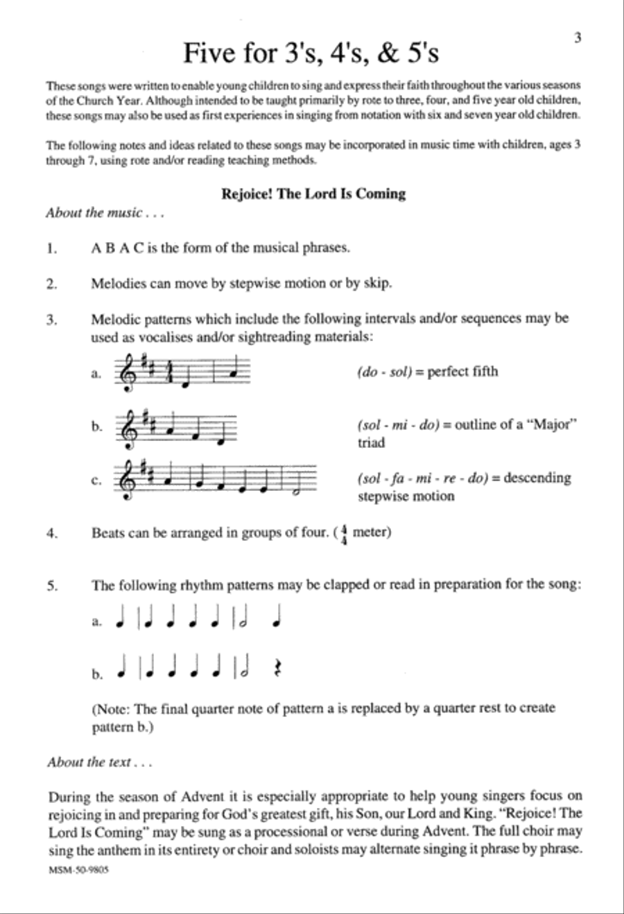 Five for 3's, 4's, & 5's Unison Choir scores gallery preview page 3